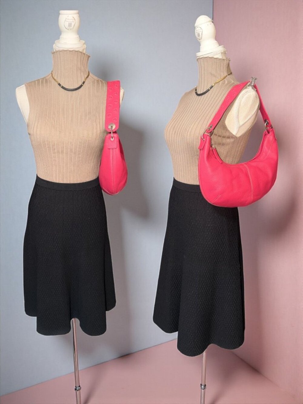 The Sak Small Hobo Pink Pebbled Leather Shoulder Bag Heart Strap Contrast Stitch - Picture 2 of 9